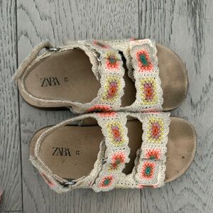 Zara Kids Crochet Sandals - Beige and Multicolor